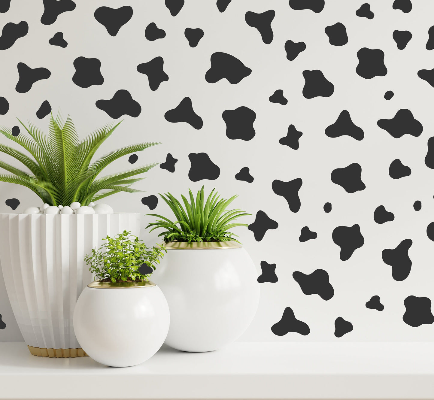 Cow Print Pastoral Wall Stickers 142x Black Cow Spot Decal Animal Decor Girls Bedroom Dot Spot Nursery Home Decor Removable for UK