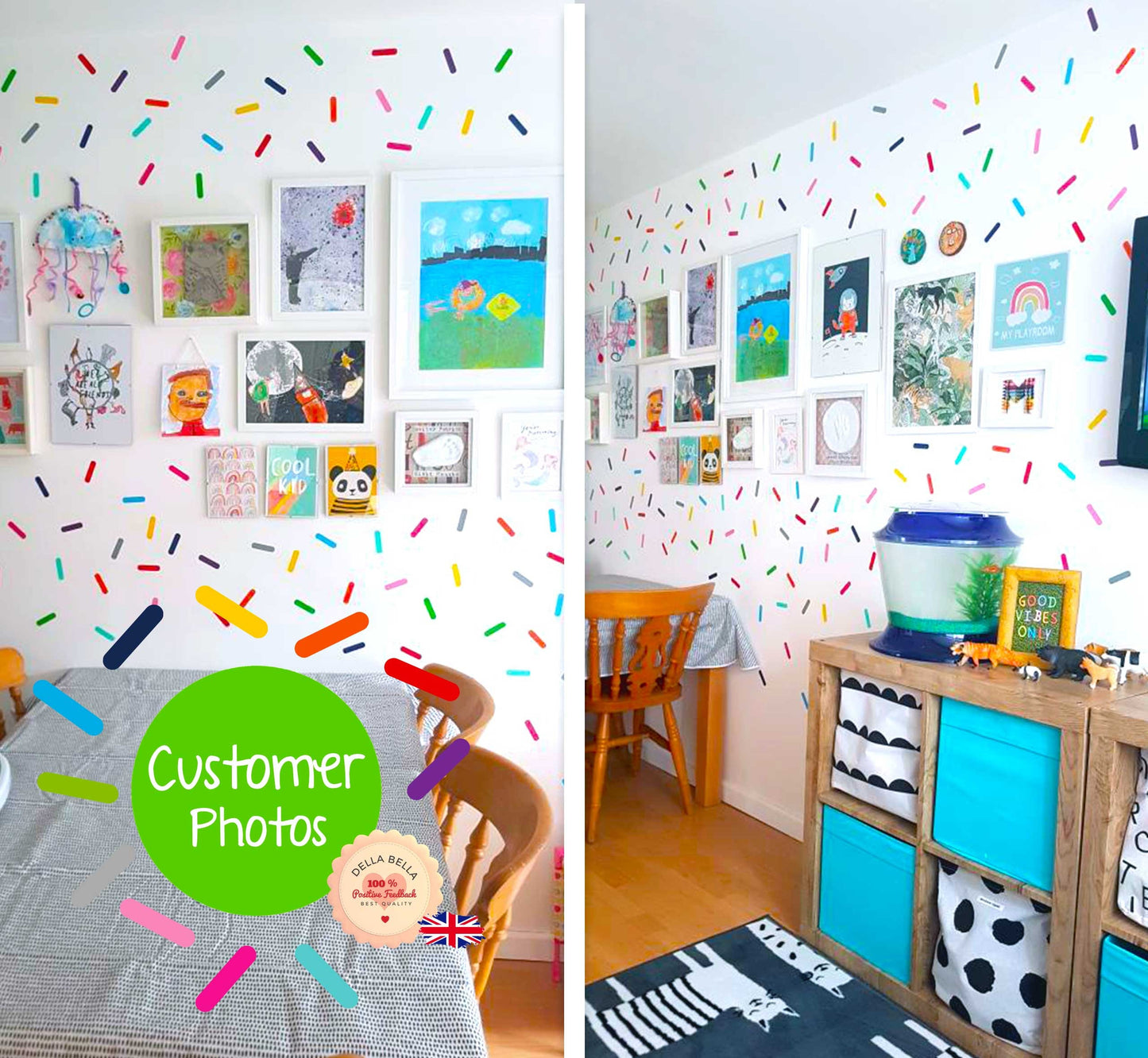 Confetti Wall Stickers 220x Sprinkles (11 colours/ 20 of each colour)