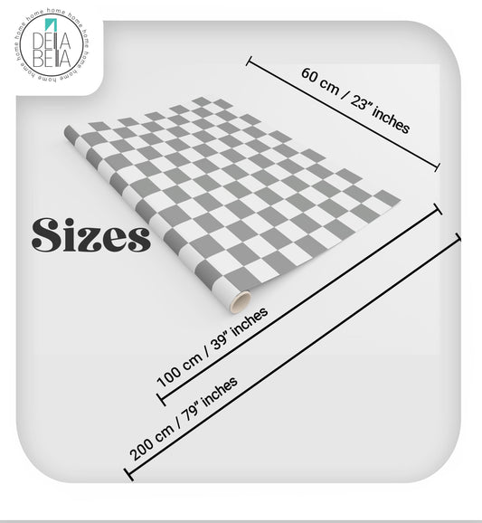 Kitchen Cupboard Wrap - Grey & White Chequered Sticky Back Plastic