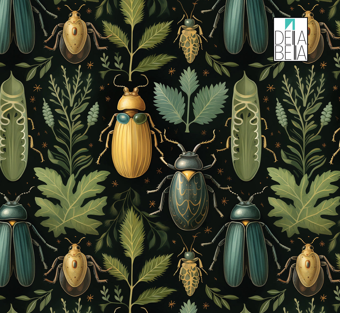 Close-up of quirky beetle pattern on sticky back plastic