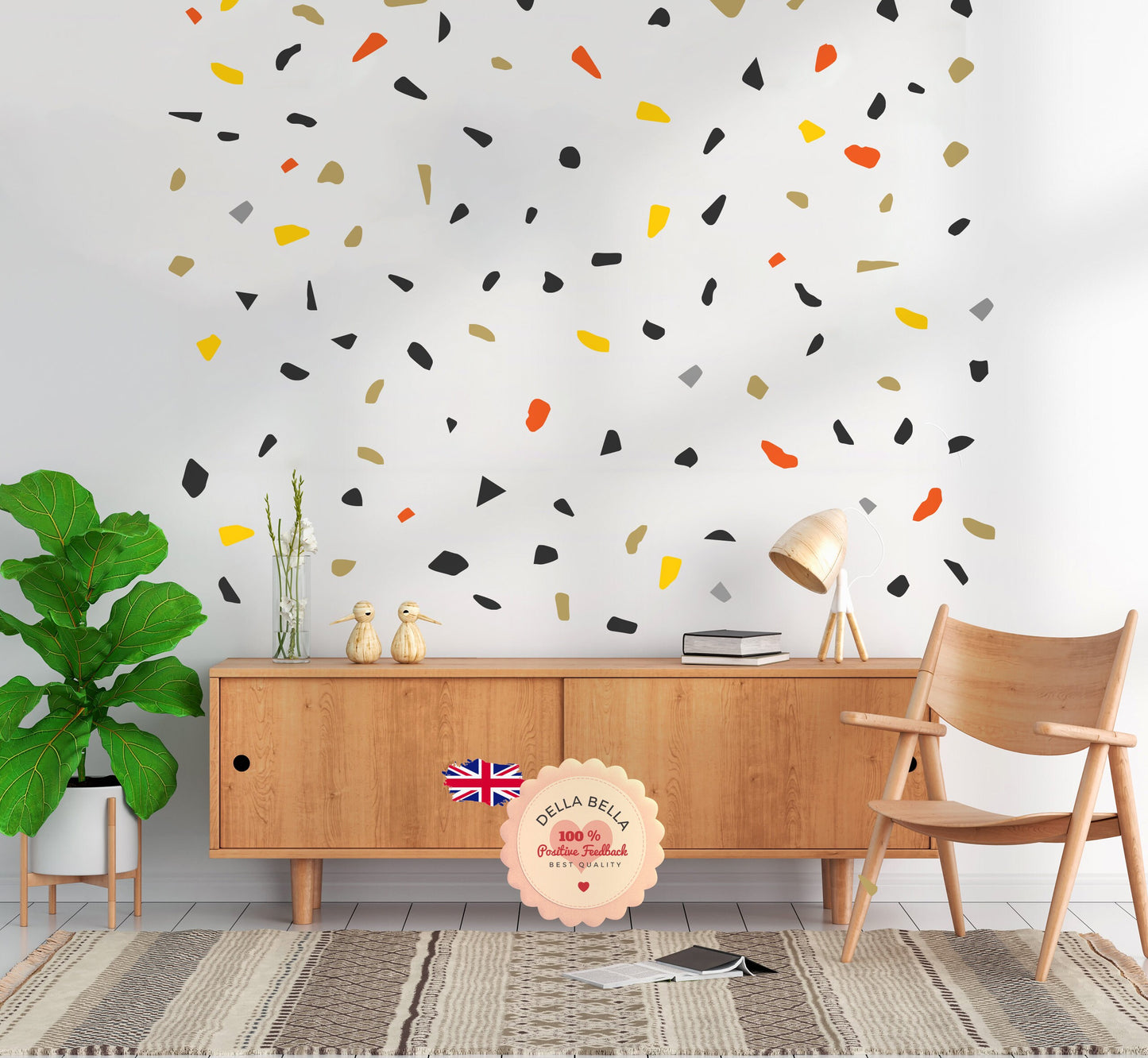 Terrazzo Wall Stickers UK (240 Pack) Custom Colour Peel and Stick Decals for Nursery Home Decor