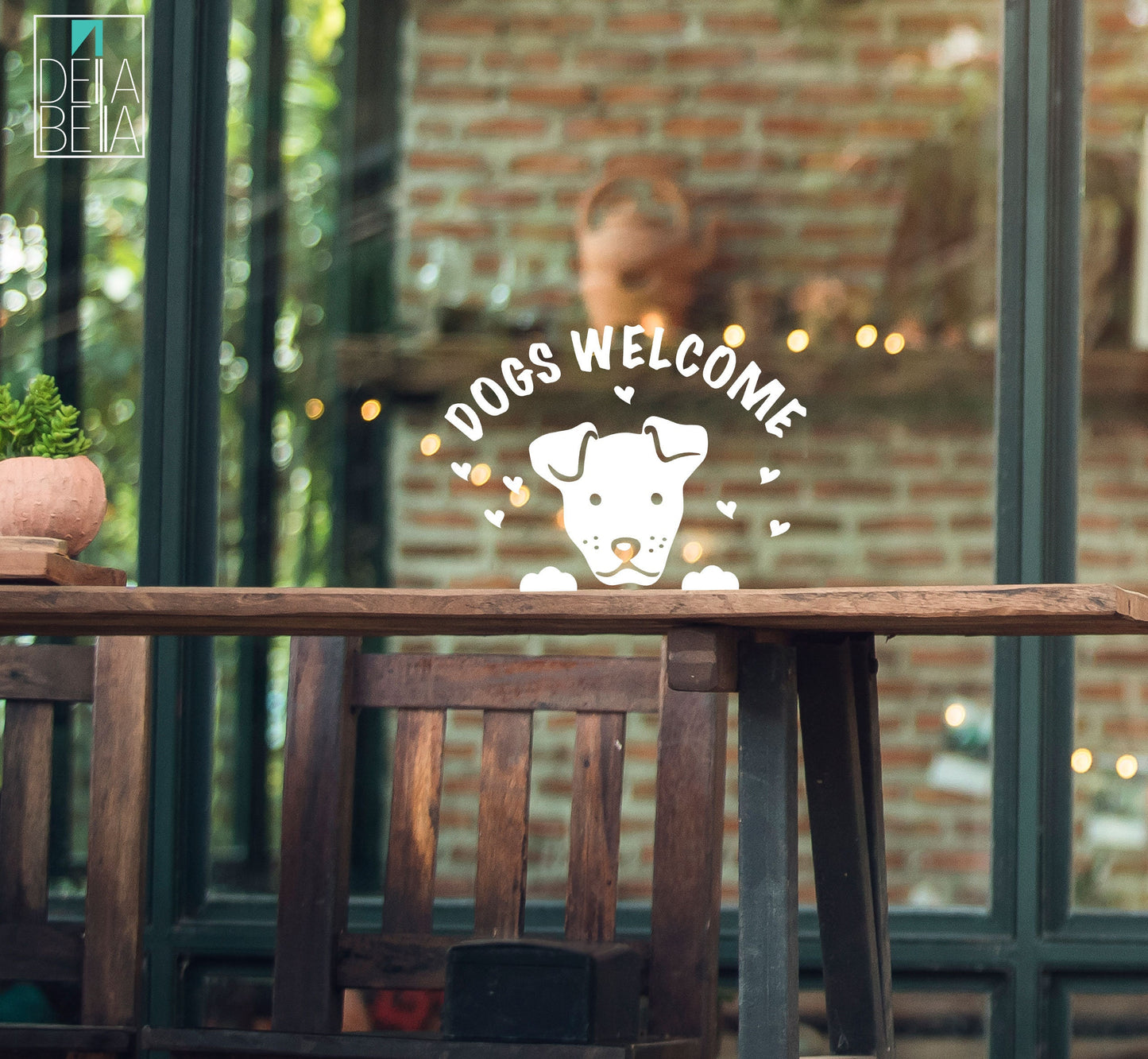 Dogs Welcome Stickers Signs for windows coffee shops