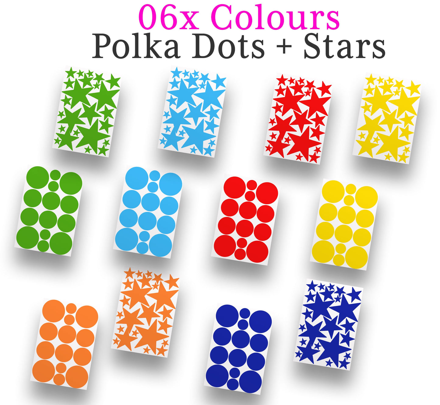 Polka Dot Stars Wall Stickers 228x Decals Mixed Size Rainbow Colours Baby Room Decor Kids Girls Bedroom Nursery Playroom Decoration  UK