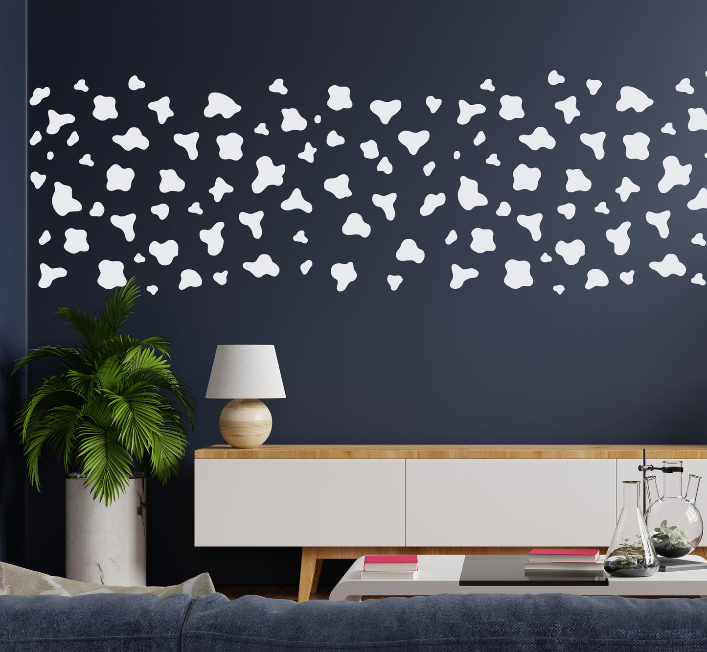 Cow Print Pastoral Wall Stickers 142x Black Cow Spot Decal Animal Decor Girls Bedroom Dot Spot Nursery Home Decor Removable for UK