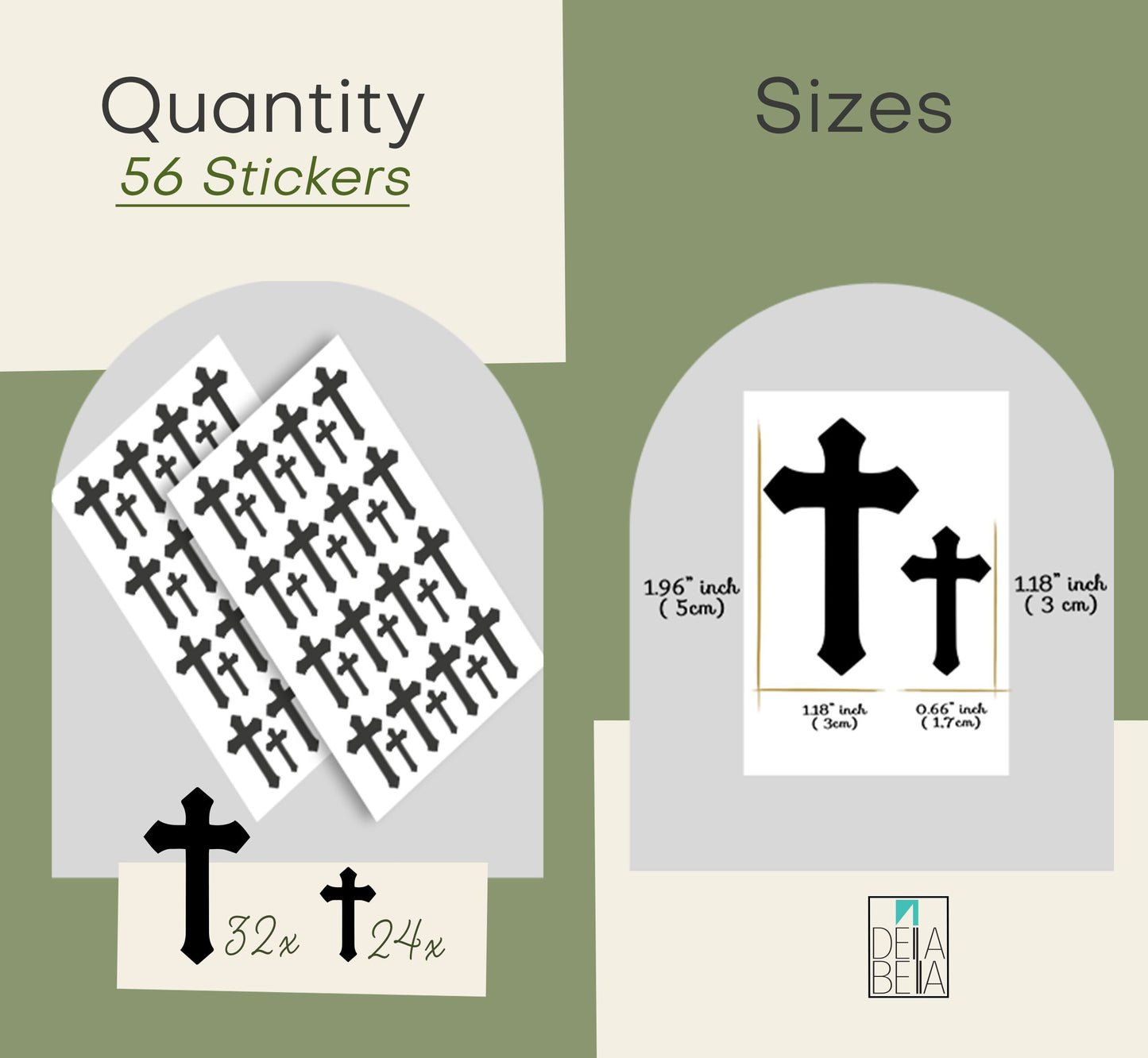 Cross Stickers UK (56 Pack) - Religious Decals for Christening, Baptism & Crafts