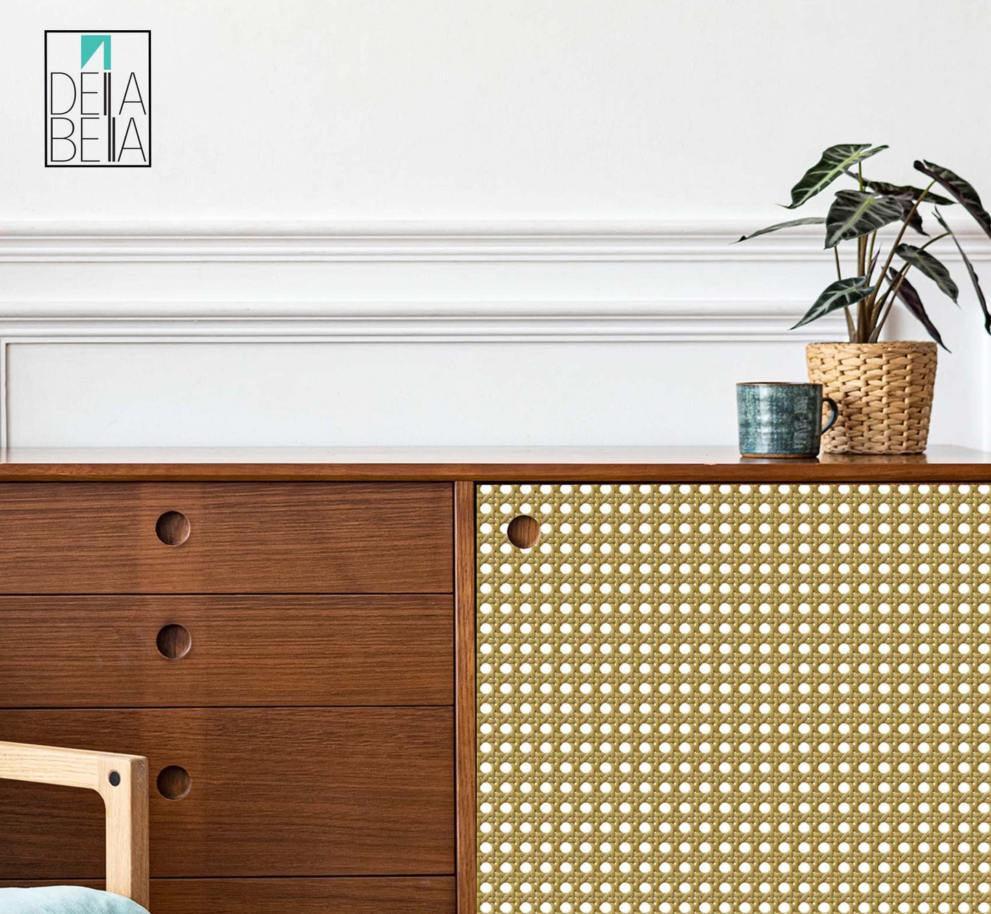 Rattan Vinyl Wrapping For Furniture Woven Cane Effect Self Adhesive Decal, Home Decor, Walls, Kitchen Cabinets, Cupboards, Upcycling Decor