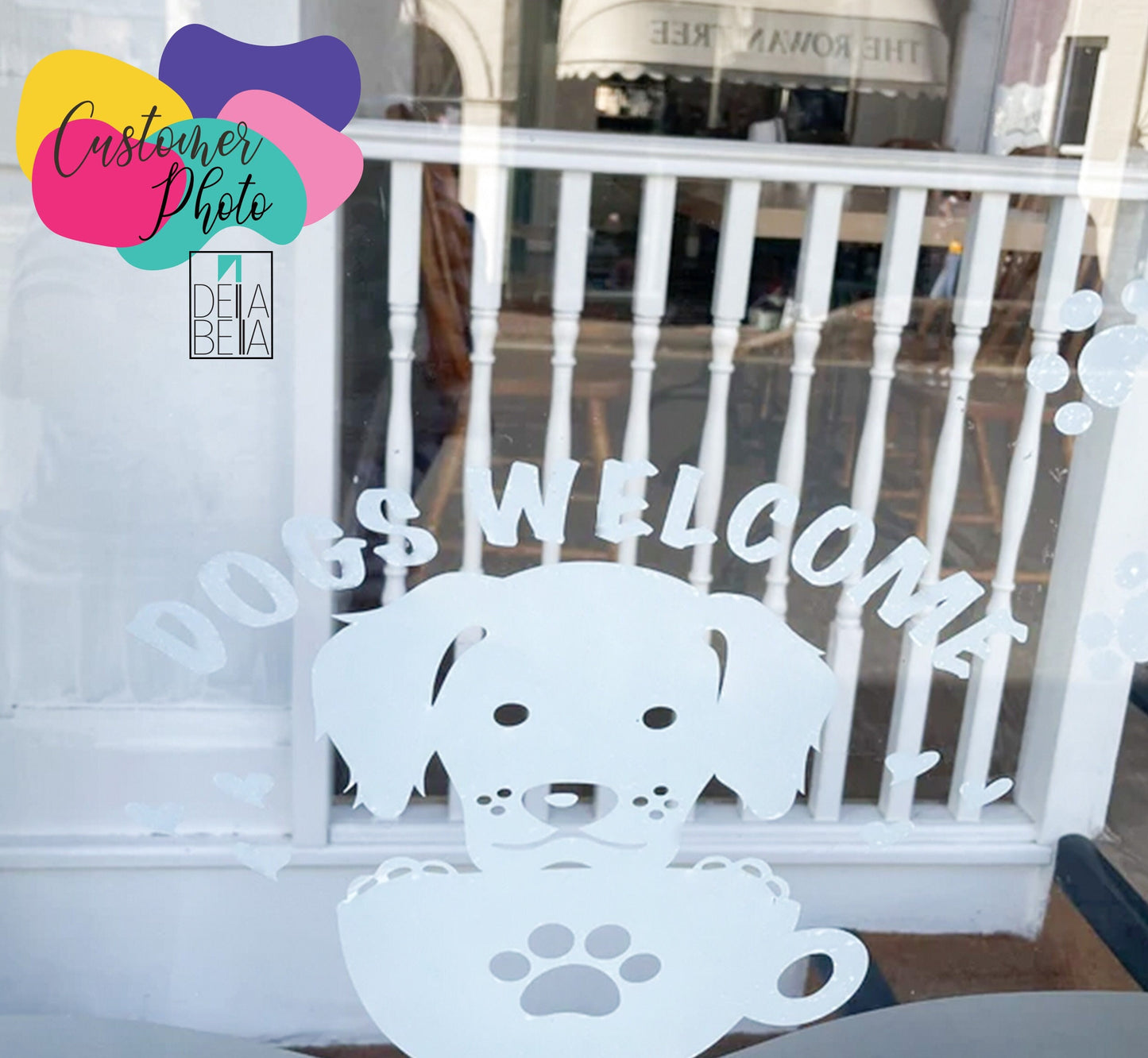 Dogs Welcome Window Stickers Pet Friendly Sign Waterproof Self Adhesive Fadeless Removable Coffee Shop Restaurants Bar Retail Stores