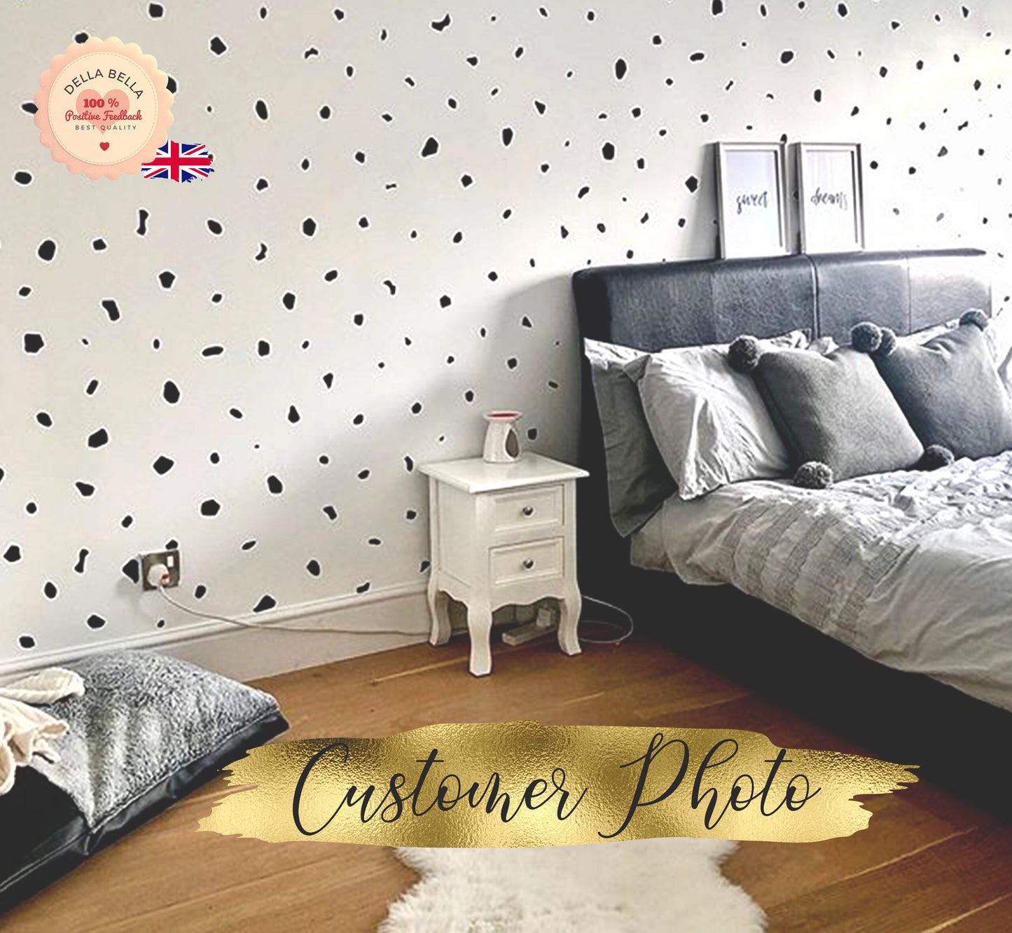 Dalmatian Spot Wall Stickers UK (320 Pack) - Irregular Polka Dot Wall Decals