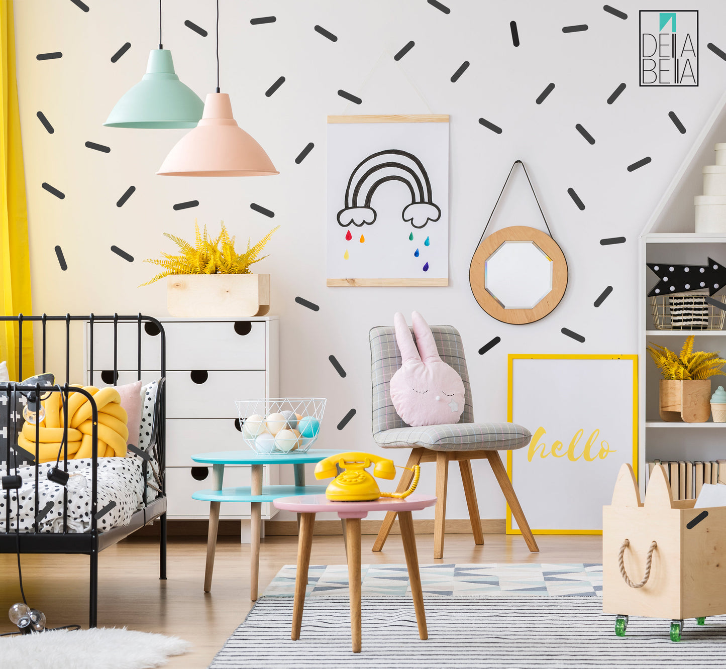 Sprinkles Confetti Wall Stickers 110 Set Gold Sheets Rainbow Shaped Removable Wall Decor Nursery Decoration Girl Bedroom Baby Room Playroom
