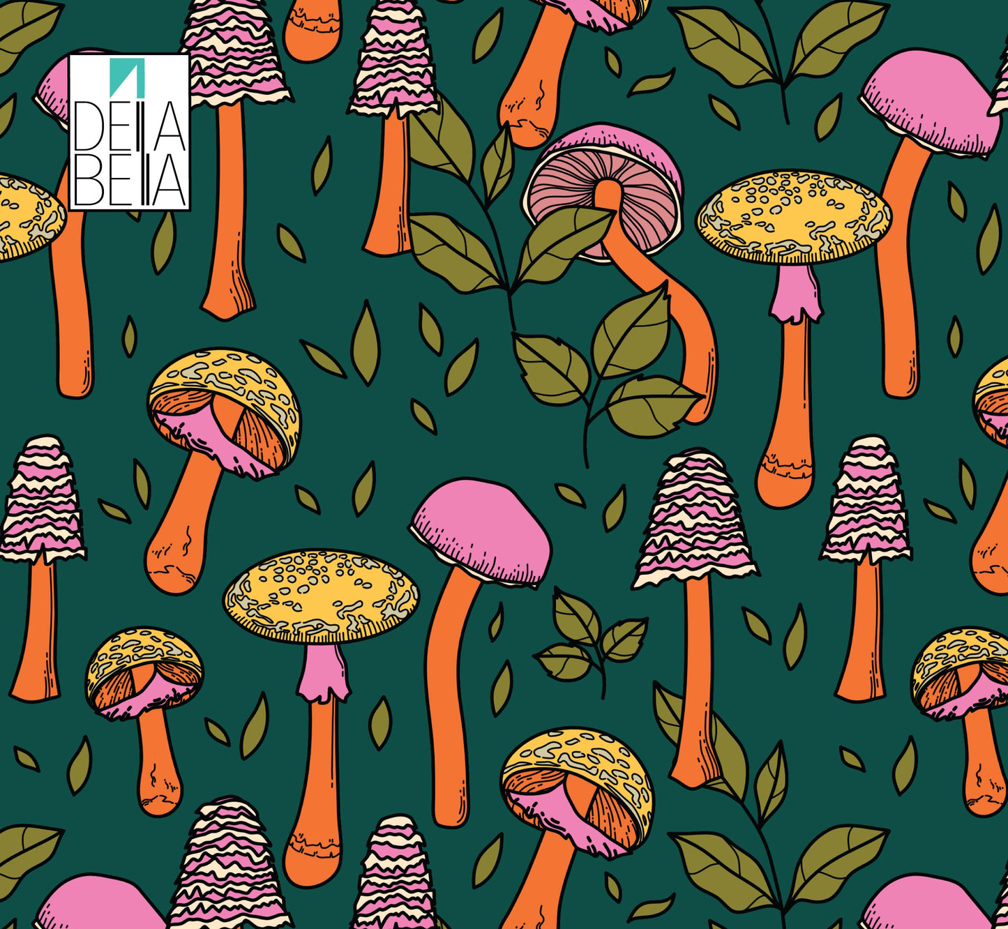 Mushrooms Maximalist Peel and stick Vinyl Wrapping for Furniture