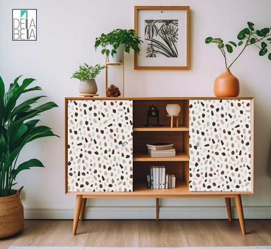 Terrazzo Dots Vinyl Wrap | Boho Sticky Back Plastic | Della Bella UK