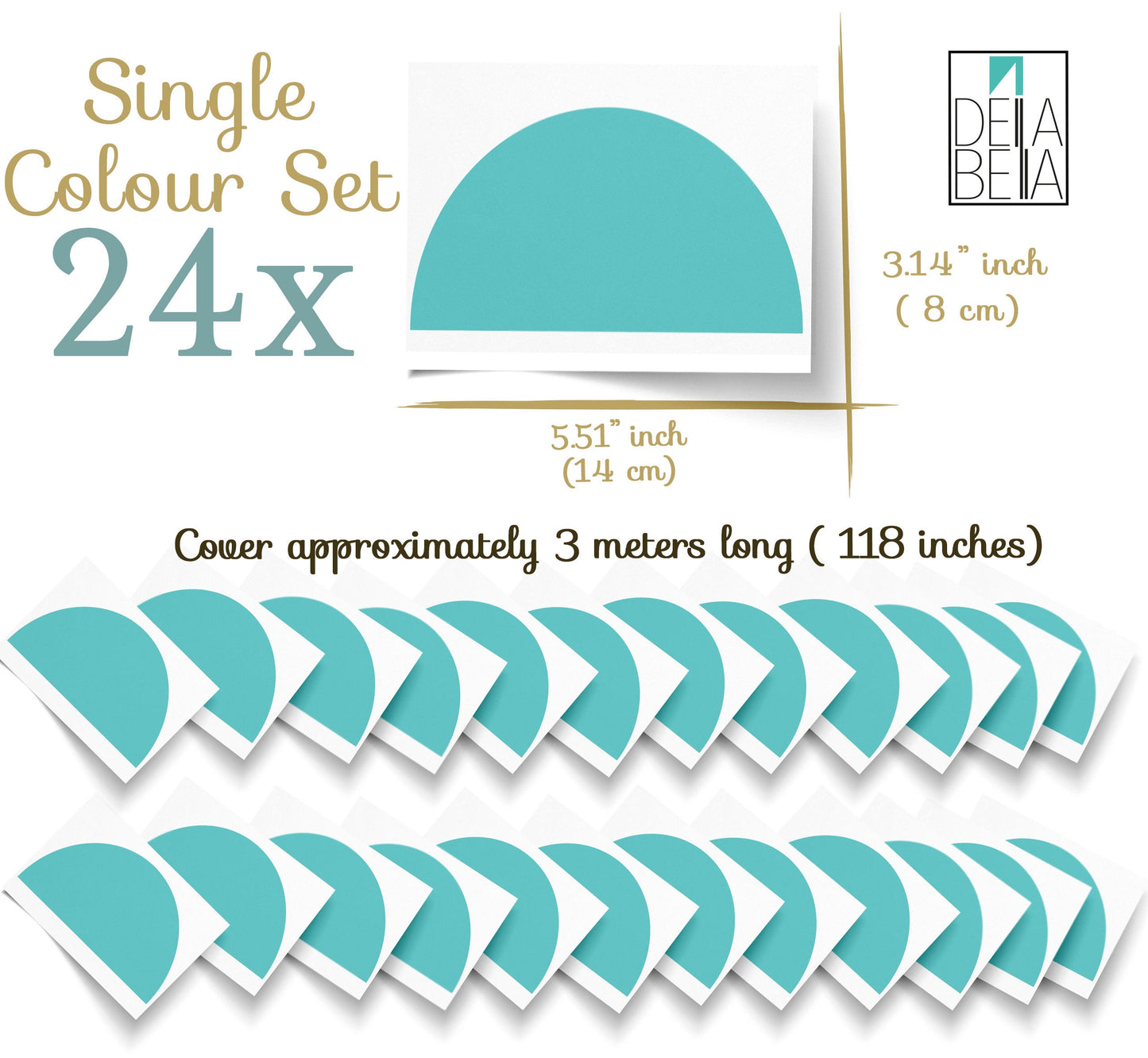 Scallops Wall Stickers Rainbow Colours Cover 3 Meters