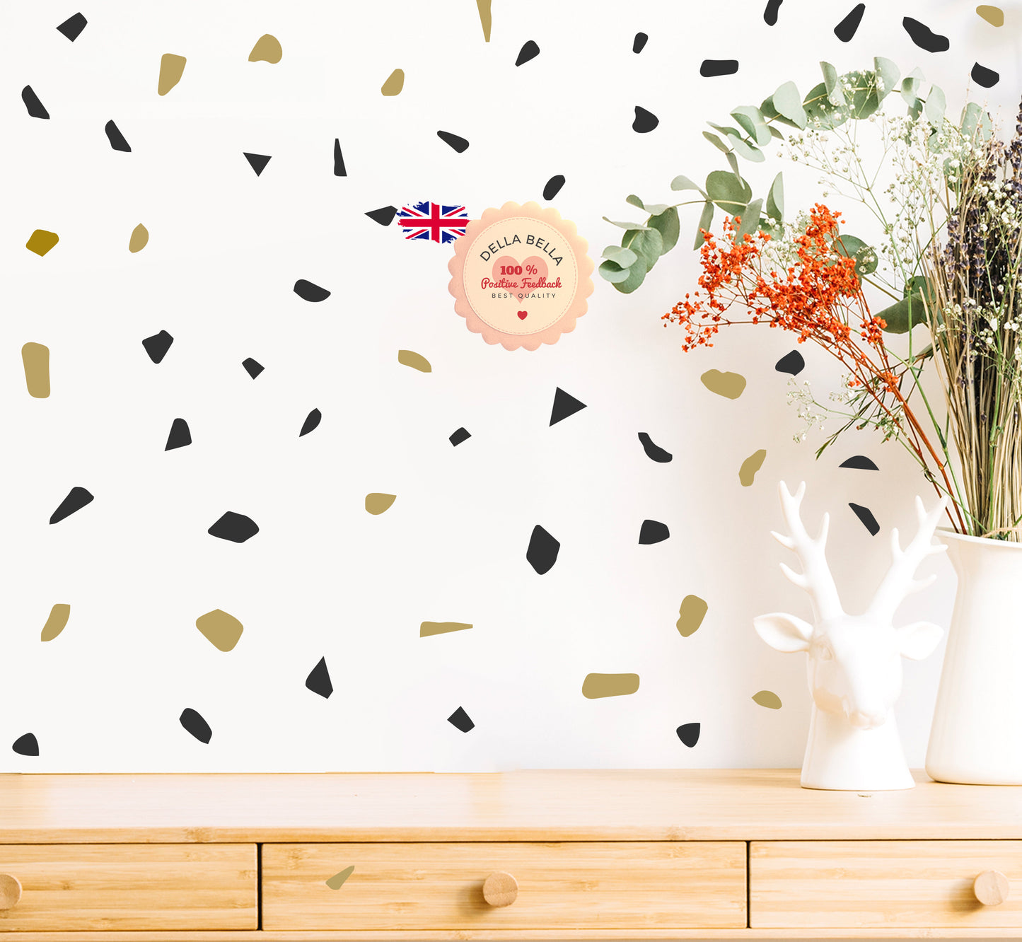 Terrazzo Wall Stickers UK (240 Pack) Custom Colour Peel and Stick Decals for Nursery Home Decor