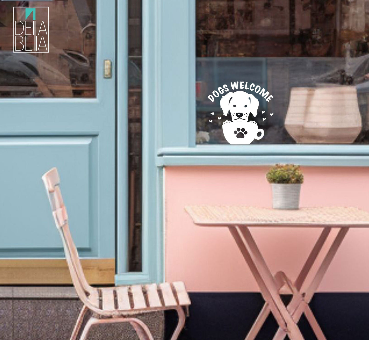 Dogs Welcome Window Stickers Pet Friendly Sign Waterproof Self Adhesive Fadeless Removable Coffee Shop Restaurants Bar Retail Stores