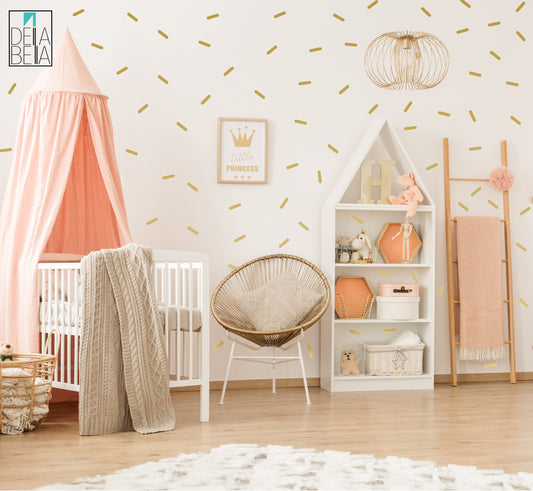 Sprinkles Confetti Wall Stickers 110 Set Gold Sheets Rainbow Shaped Removable Wall Decor Nursery Decoration Girl Bedroom Baby Room Playroom