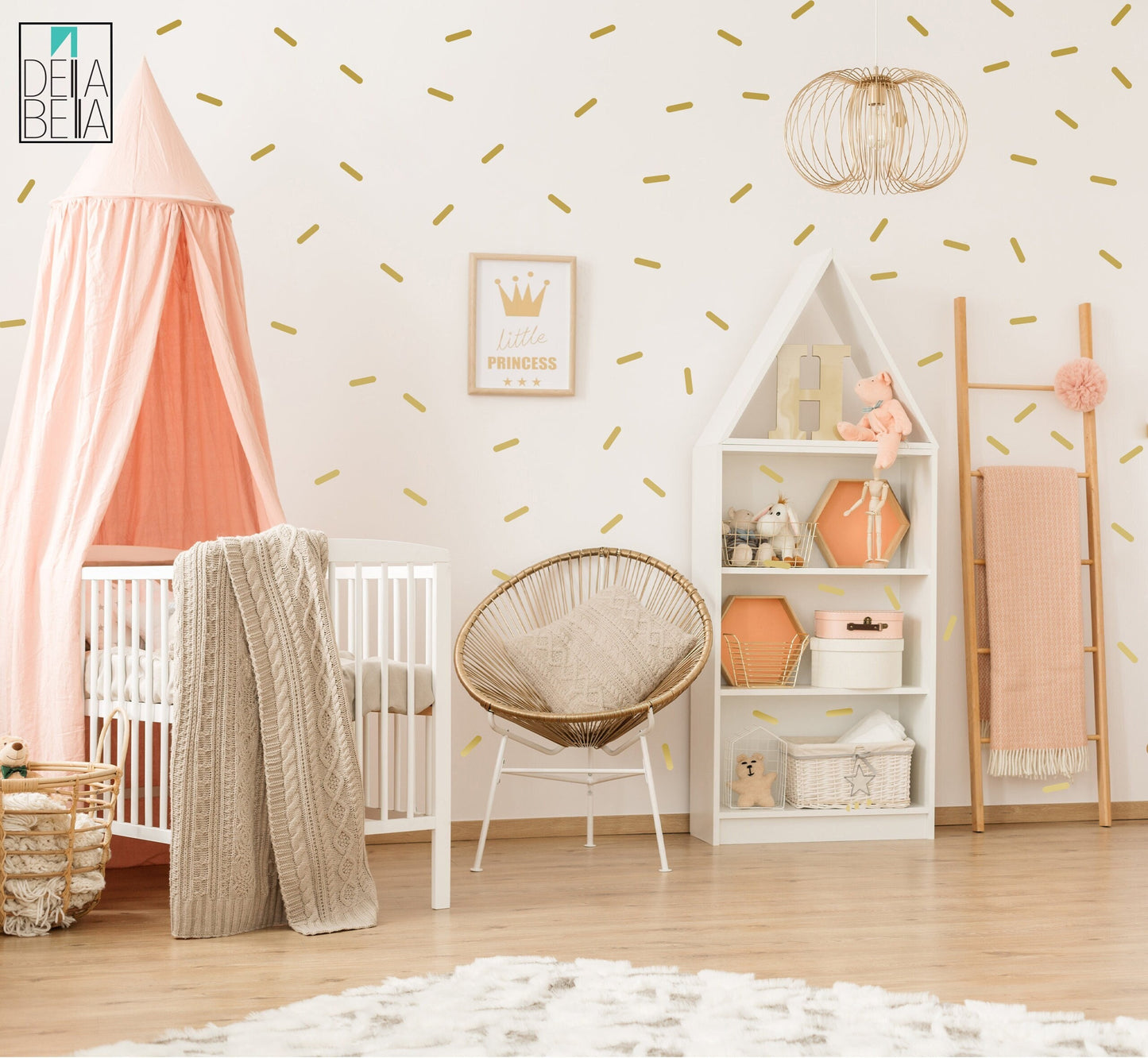 Confetti Wall Stickers Gold  Girls Bedrooms Sprinklers Wall Decor