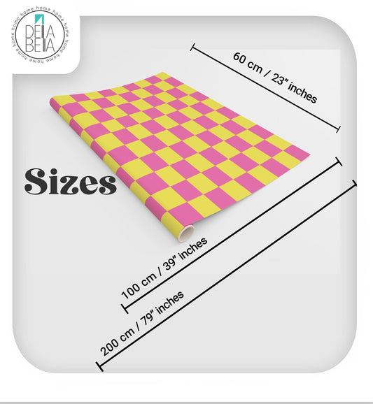 Checkered Vinyl Wrap Pink & Yellow | Checkerboard Sticky Back Plastic