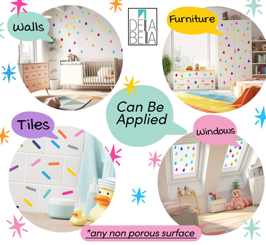 Wall Stickers for Girls Bedroom Baby room Nursery Rainbow Confetti Sprinkles