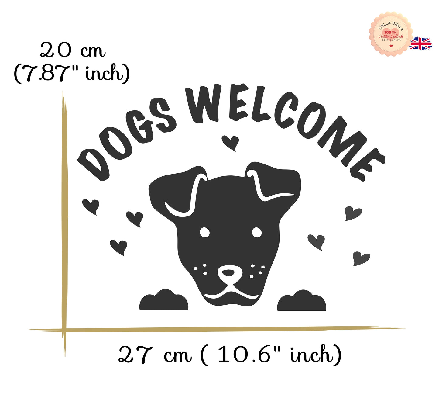 Dogs Welcome Stickers Pet Friendly Window Waterproof Self Adhesive Vinyl Sign Fadeless Removable Coffee Shop Restaurant Stores Made in UK