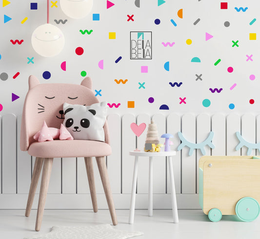 Memphis Geometric Wall Stickers UK (187pcs)