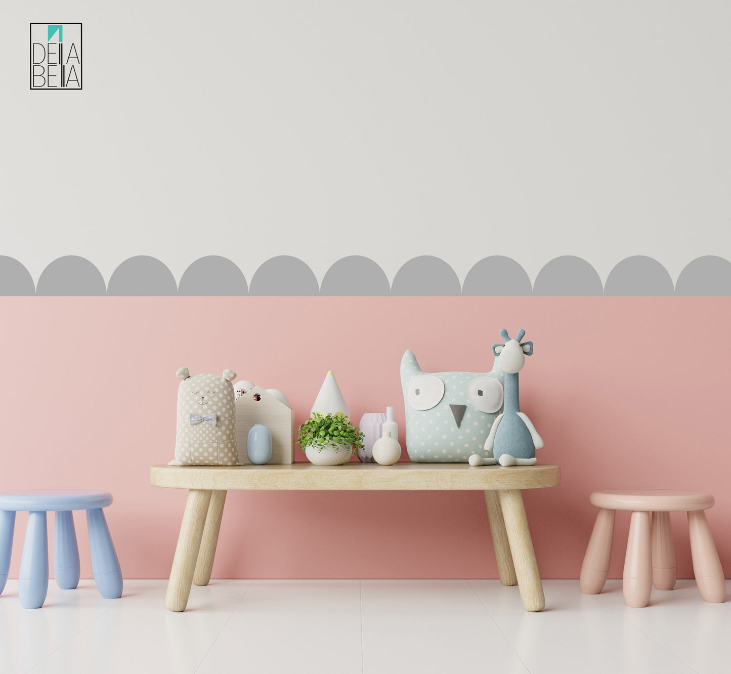 Scallops Wall Stickers Rainbow Colours Cover 3 Meters