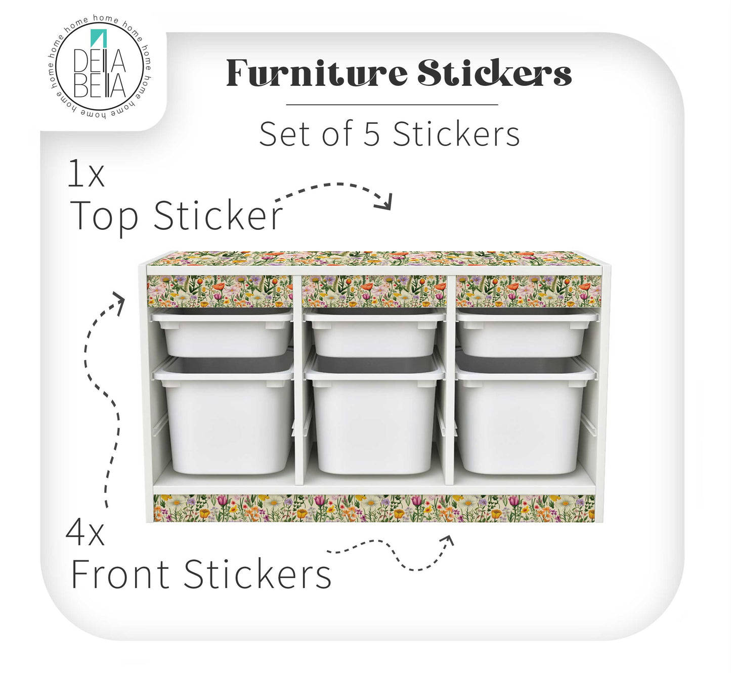Floral & Wildflower Stickers for IKEA Trofast