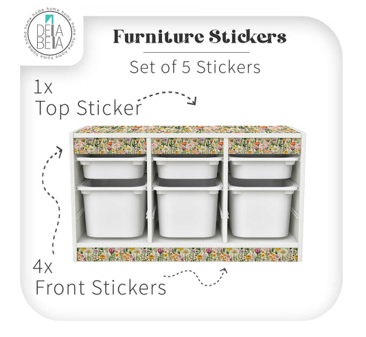 Floral Wildflower Storage Stickers (Fits IKEA® Trofast) | Girls Nursery