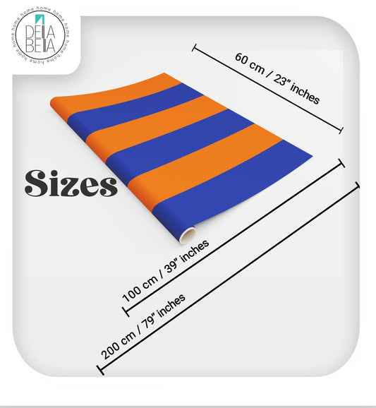 Orange Blue Stripe Vinyl Wrap Vintage Peel & Stick Self Adhesive Film