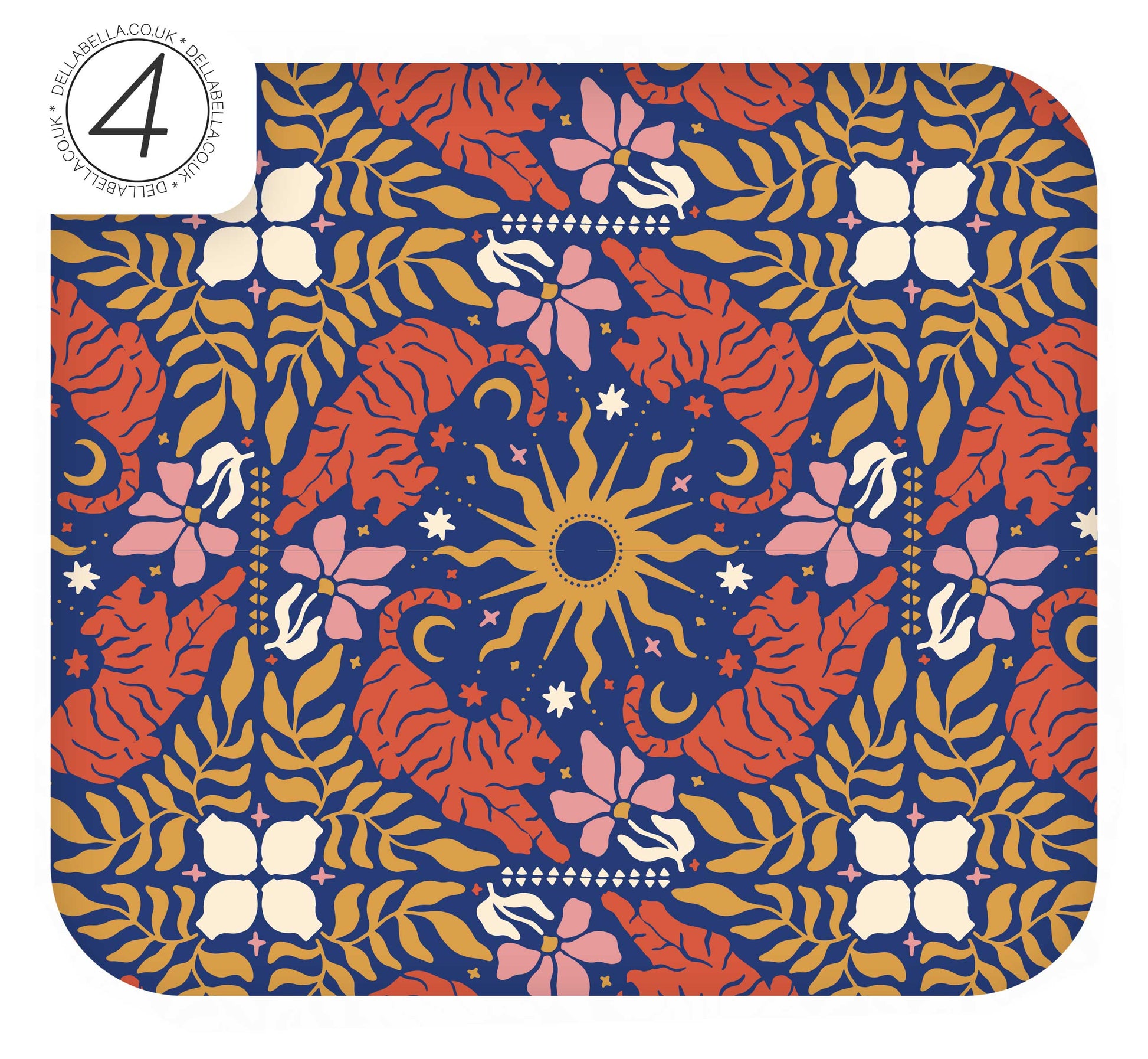 roll of Peel Stick Retro Bohemian Vintage Maximalist Vinyl Wraps Groove Retro Decor Floral Vinyl Wraps for Furniture Kitchen Cabinet Makeover