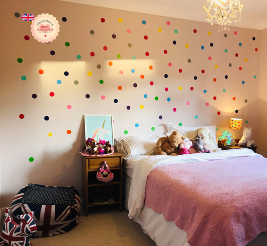 Polka Dot Wall Stickers 110x Rainbow 11 Colours