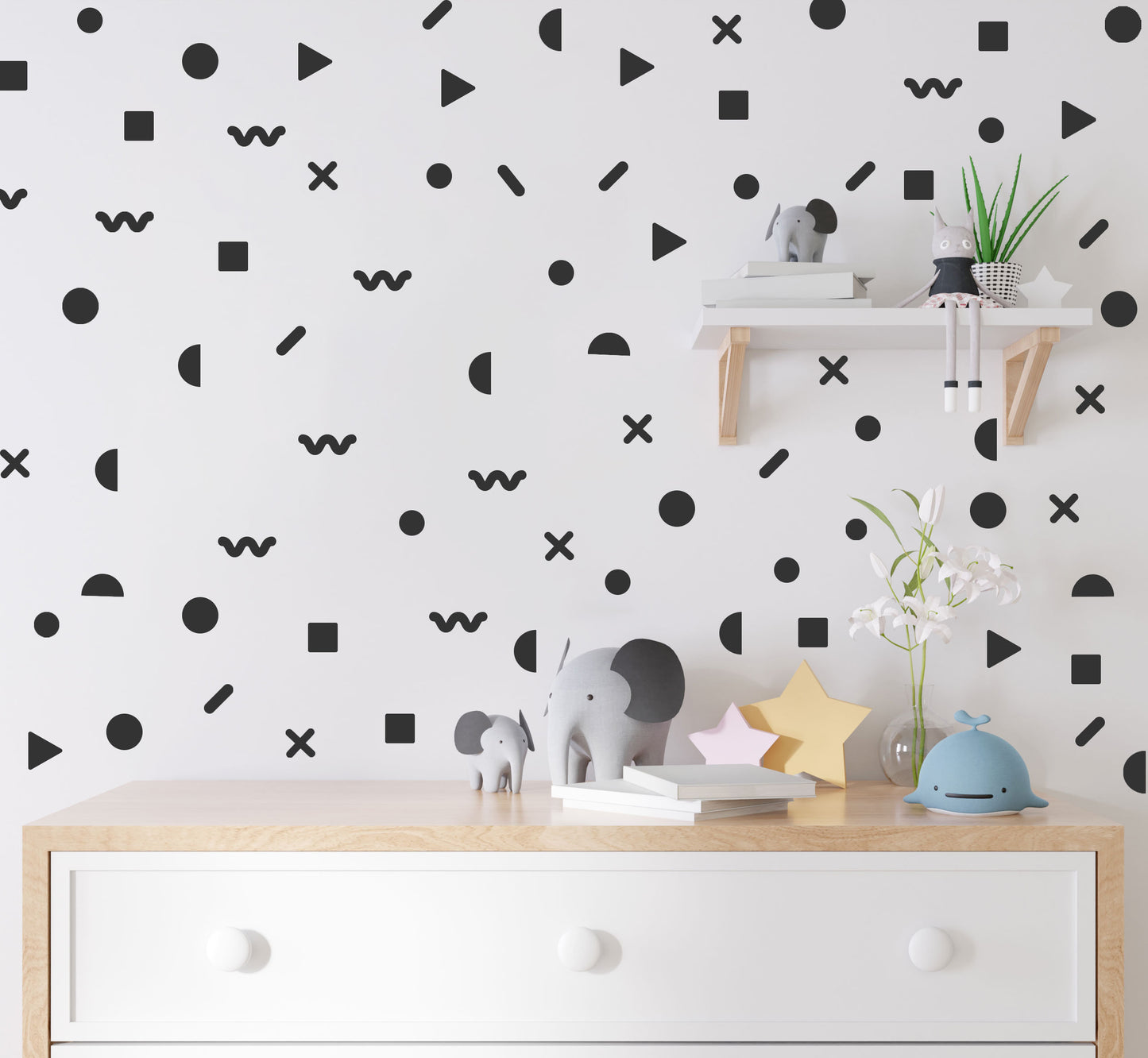 Confetti Polka Dot Wall Stickers UK Mix 187x Geometric Shapes