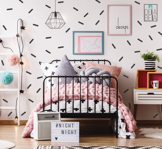 Black Confetti Stick Wall Stickers UK (220pcs)