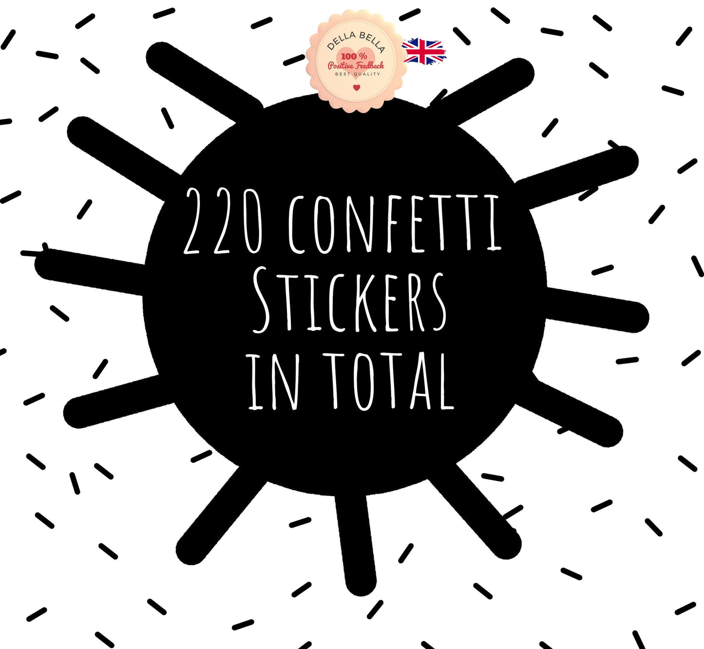 Black Confetti Stick Wall Stickers UK (220pcs)