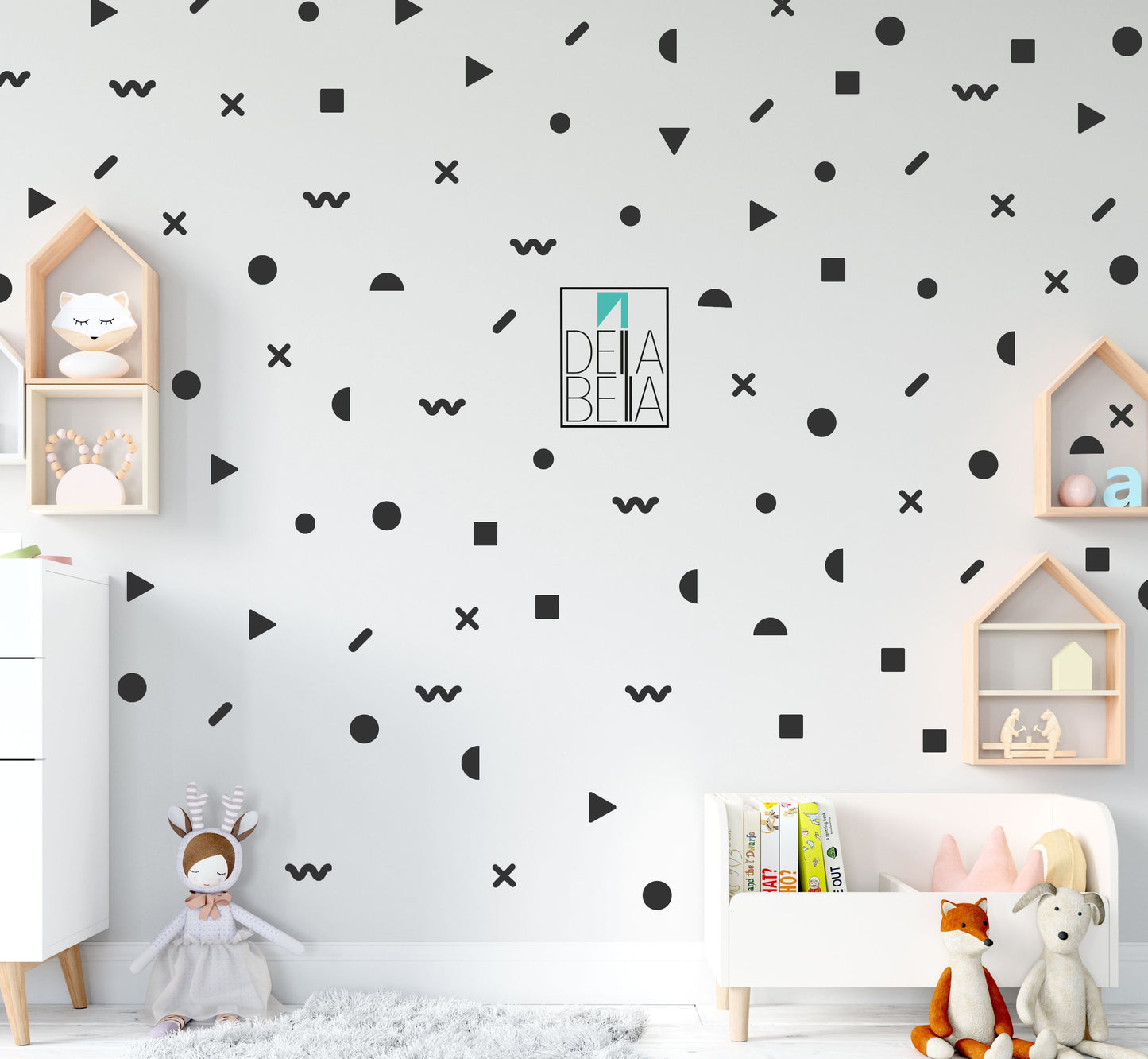 Confetti Polka Dot Wall Stickers UK Mix 187x Geometric Shapes