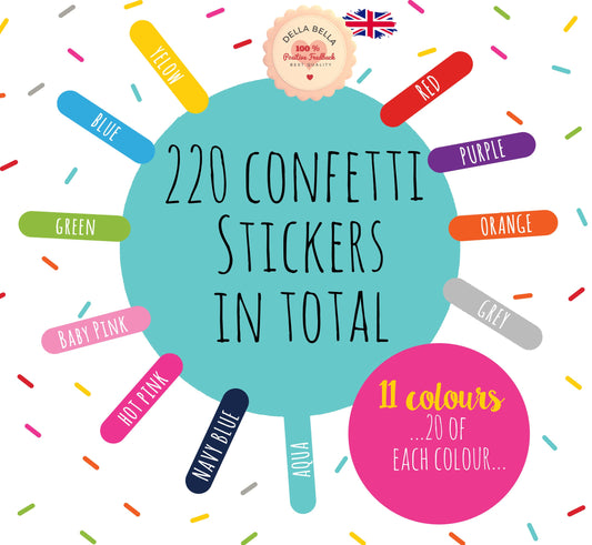 Confetti Wall Stickers 220x Sprinkles  (11 colours/ 20 of each colour)