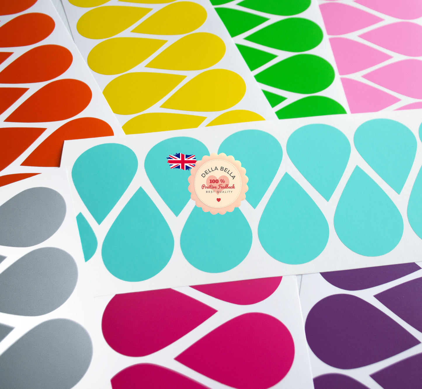 Raindrop Wall Sticker 88 Pcs Rainbow Colours