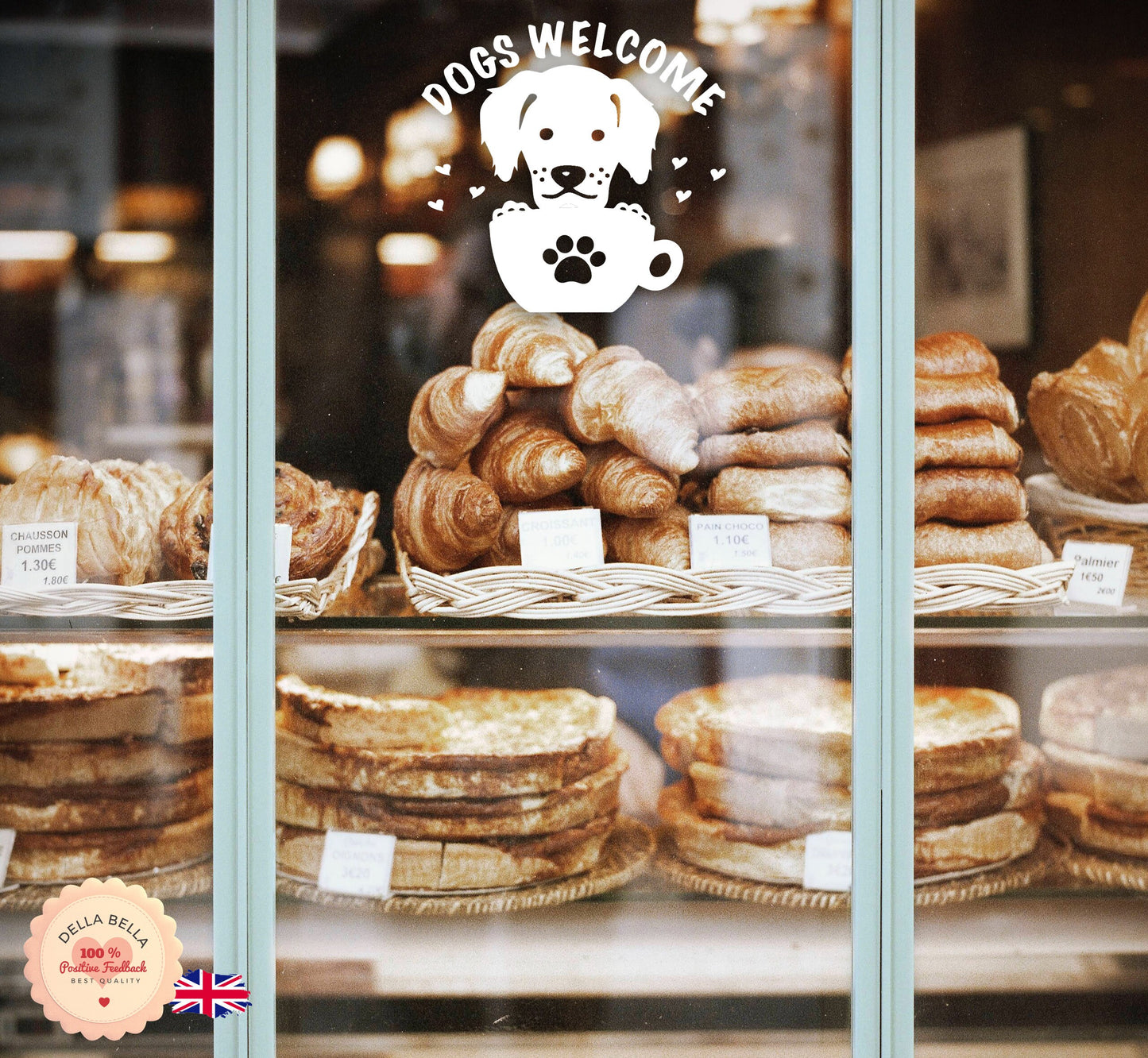 Dogs Welcome Window Stickers Pet Friendly Sign Waterproof Self Adhesive Fadeless Removable Coffee Shop Restaurants Bar Retail Stores