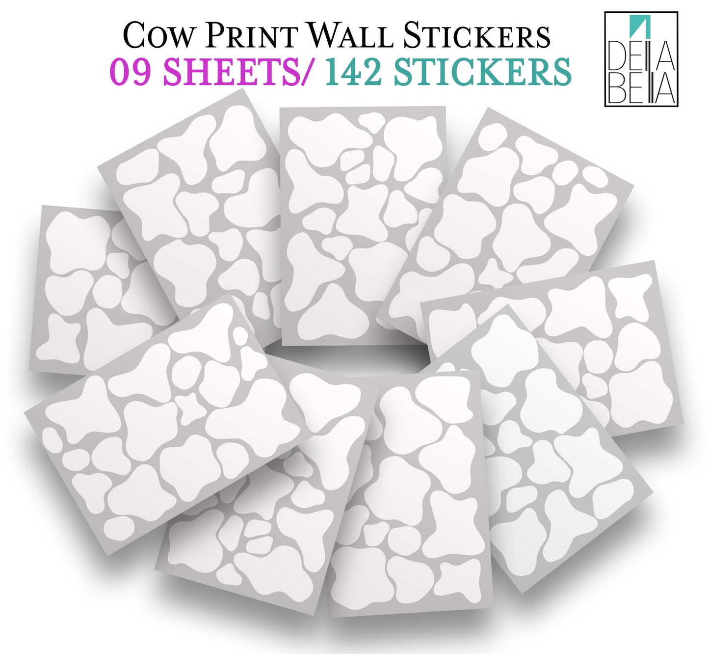 Cow Print Spots Wall Stickers Animal Decor Dot Decal Vinyl Decals Peel and Stick Removable for Nursery Home Decoration Furniture