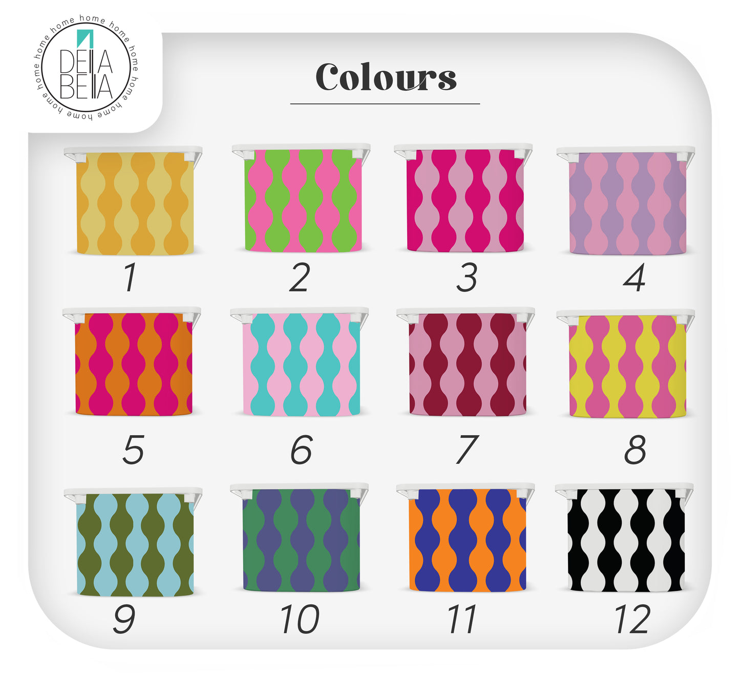 Colour swatch examples for the retro wave IKEA Trofast stickers, including pink, blue, green, and orange combinations.