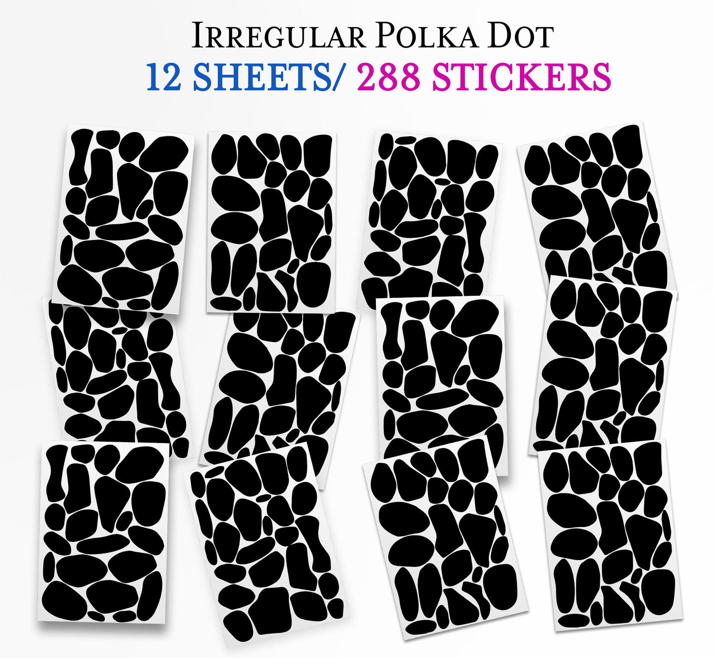 288 Dalmatian Spot Wall Stickers UK - Irregular Polka Dot Decals for Nursery & Kids Rooms
