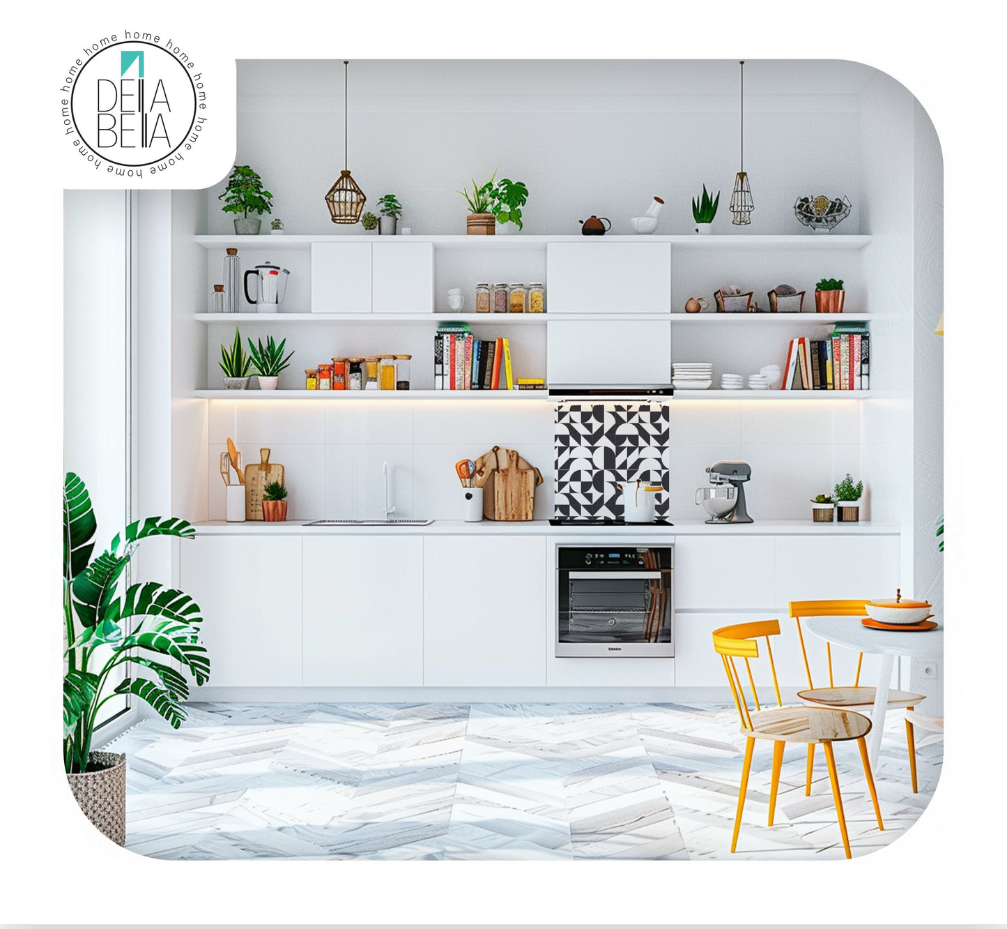 Bauhaus Peel and Stick Geometric Vinyl Wrap for Furniture, Fridge, Tables, Tile Stickers, Kitchen Cabinets , Self Adhesive, Stair Stickers