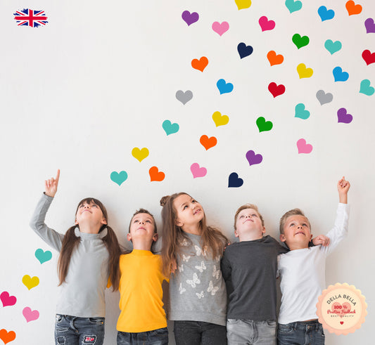 Rainbow Heart Wall Stickers UK (88pcs)
