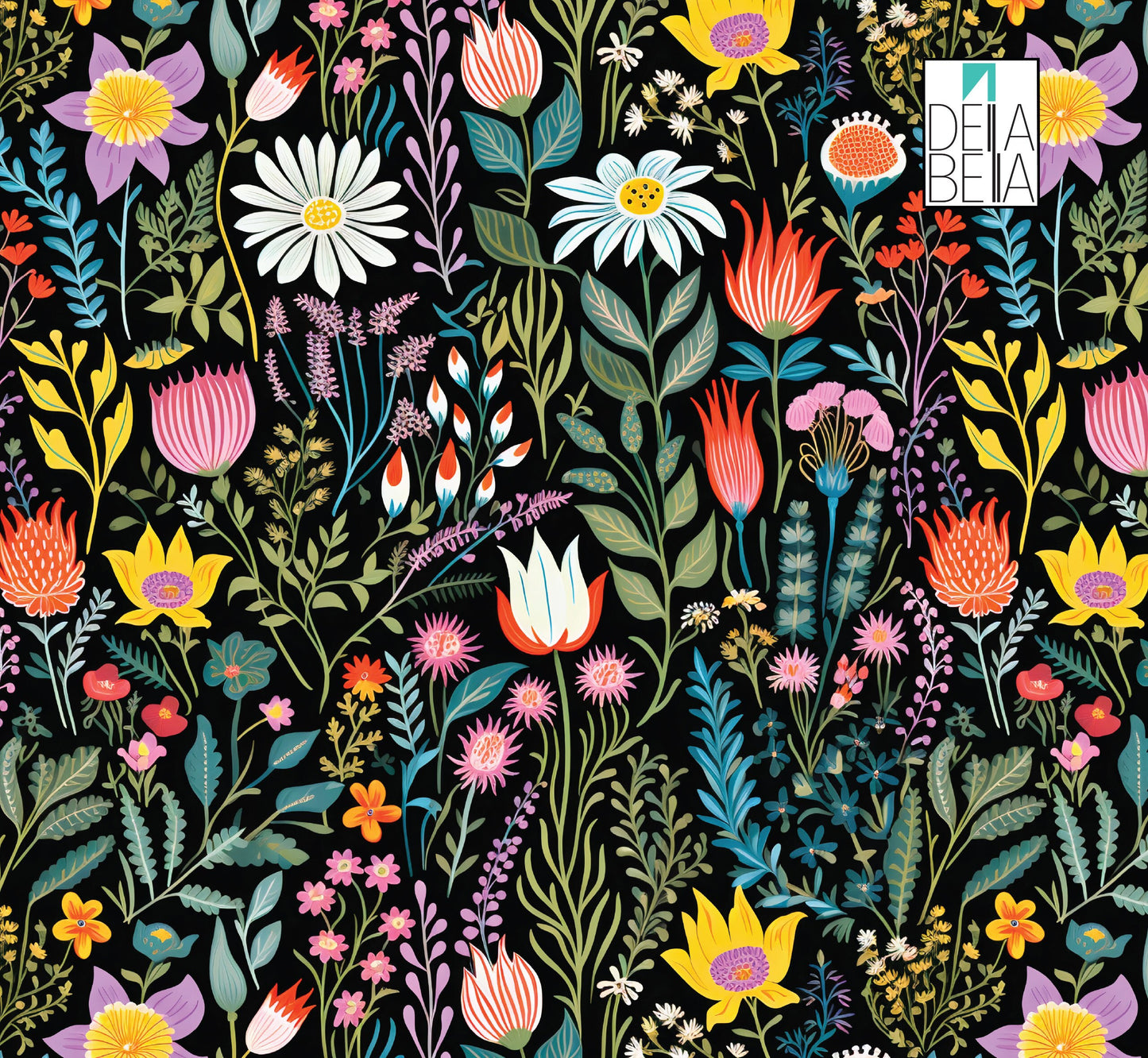 Kitchen cabinet door covered in Dellabella vintage floral vinyl wrap