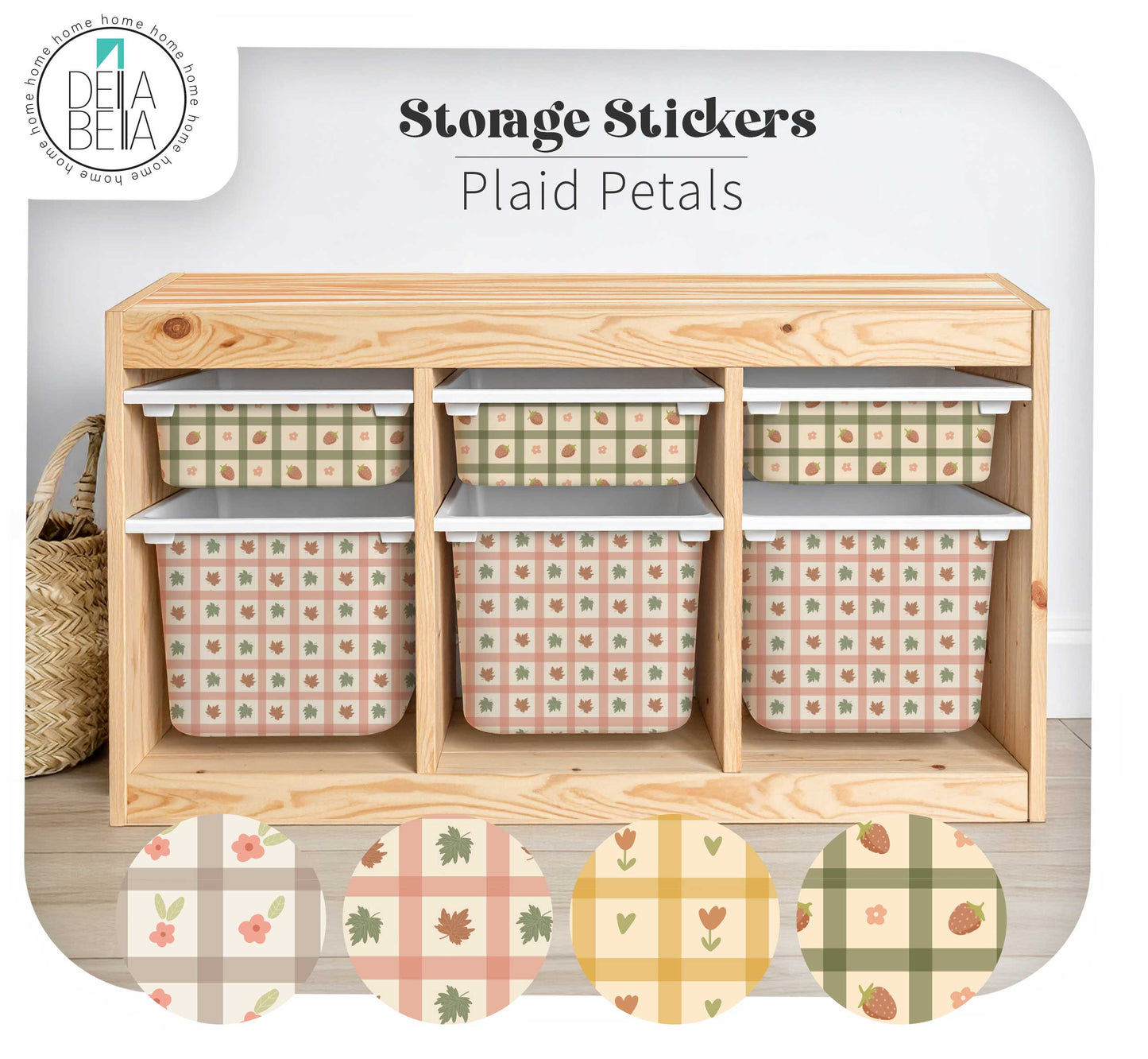 IKEA Trofast Stickers Plaid Petals Storage Box Decals