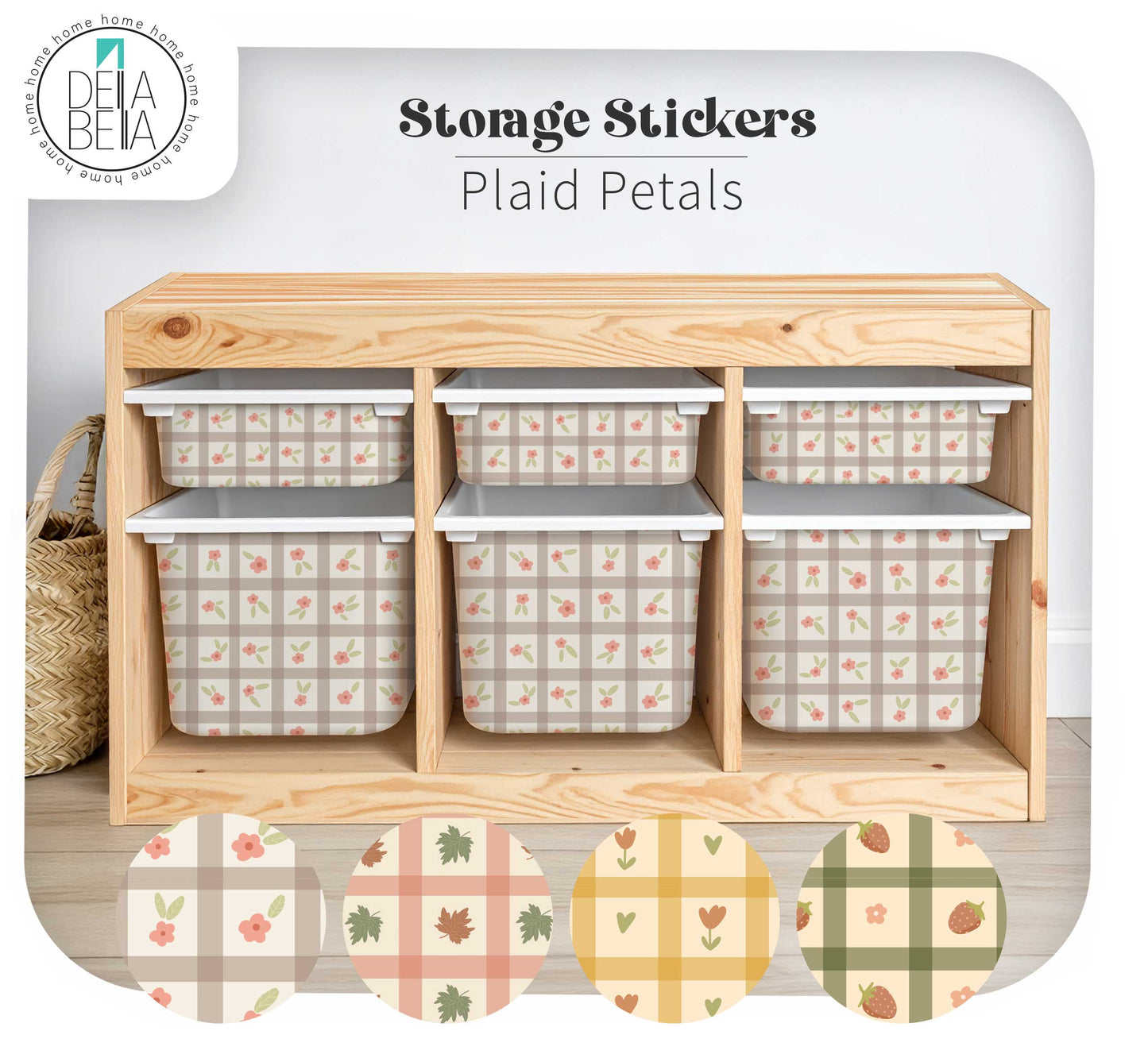 IKEA Trofast Stickers Plaid Petals Storage Box Decals
