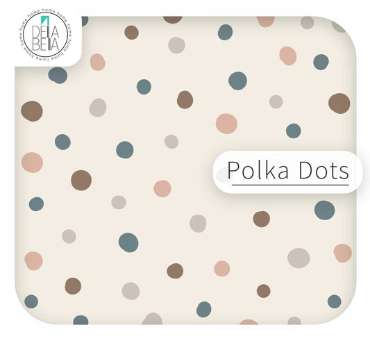 Polka dot trofast ikea hack sticker with 'Delia Bella' branding on a white background