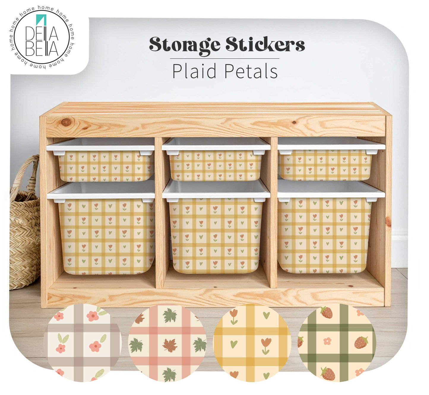 IKEA Trofast Stickers Plaid Petals Storage Box Decals