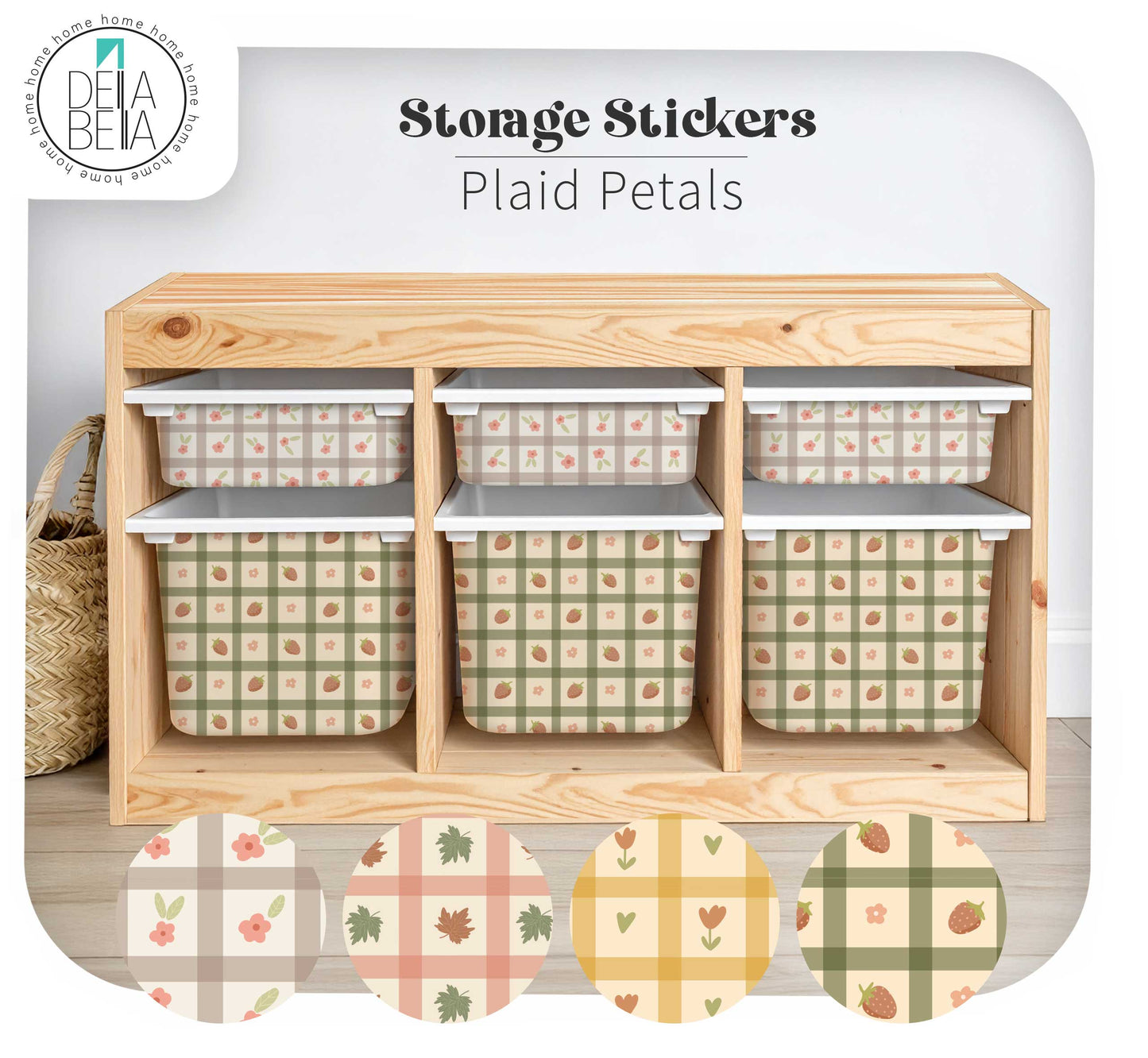 IKEA Trofast Stickers Plaid Petals Storage Box Decals
