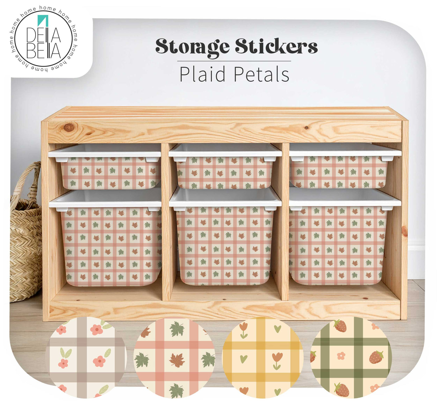 IKEA Trofast Stickers Plaid Petals Storage Box Decals