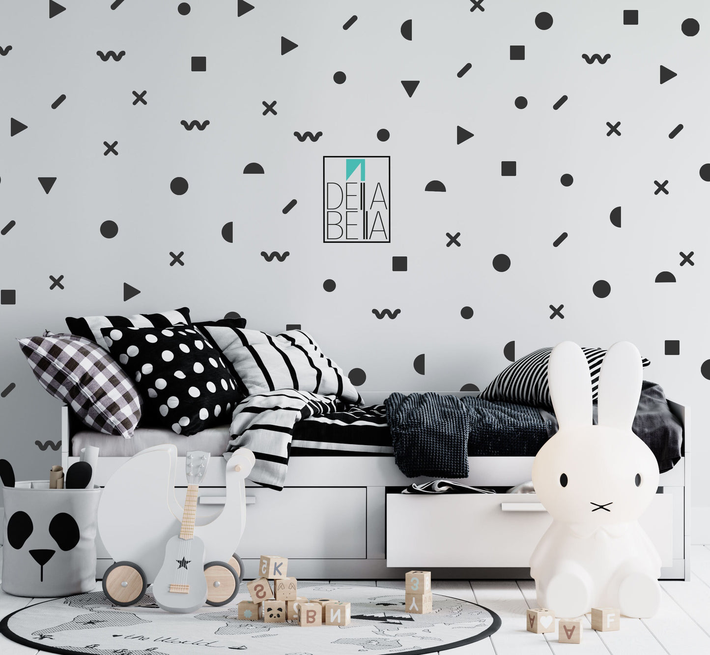 Confetti Polka Dot Wall Stickers UK Mix Geometric Shapes Stickers Decals Triangle Girls room Boys Bedroom Decoration Nursery Playroom